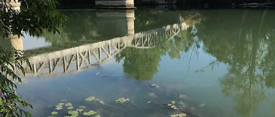 La Seine à Marnay-sur-Seine Photo du reflet du pont dans la Seine à Marnay-sur-Seine